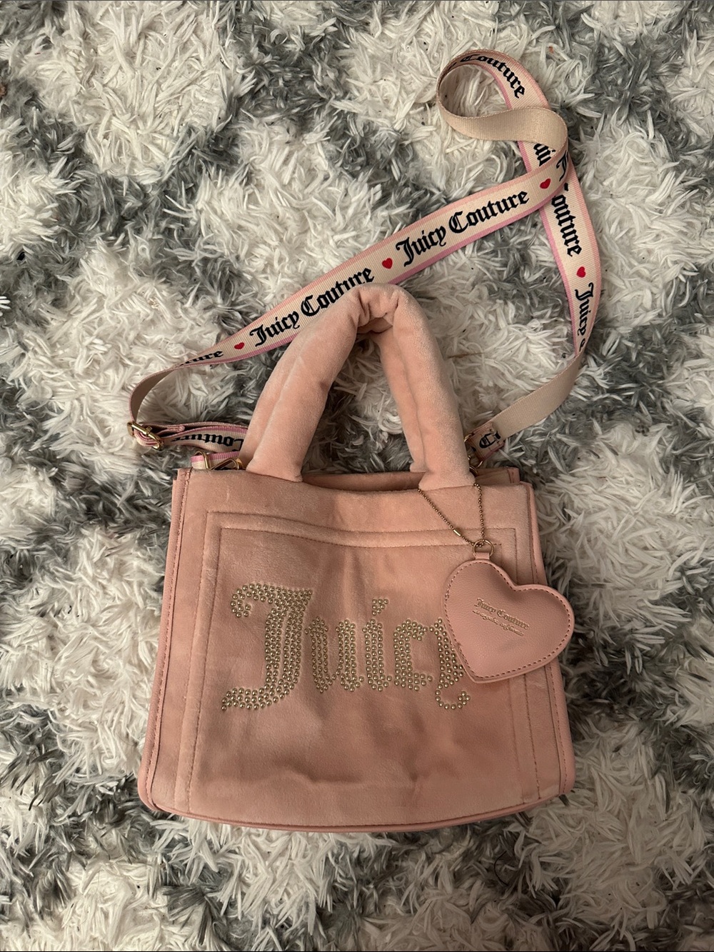 Juicy Couture Blush Pink Embellished Crossbody with Heart Charm